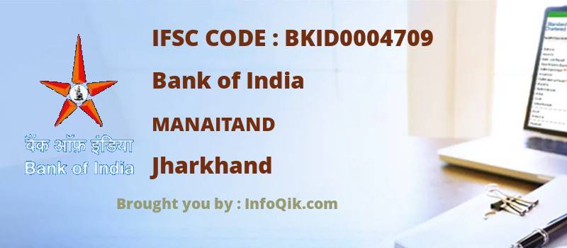 Bank of India Manaitand, Jharkhand - IFSC Code