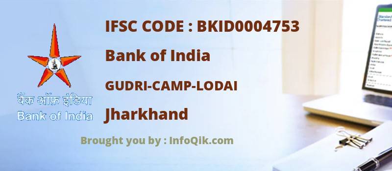 Bank of India Gudri-camp-lodai, Jharkhand - IFSC Code
