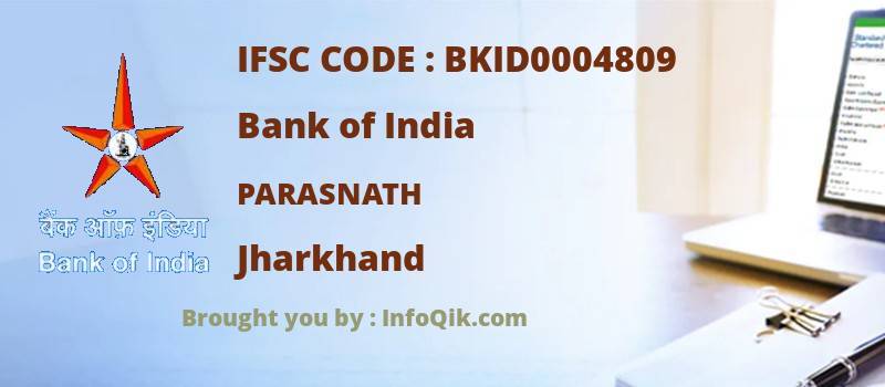 Bank of India Parasnath, Jharkhand - IFSC Code