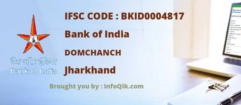 Bank of India Domchanch, Jharkhand - IFSC Code