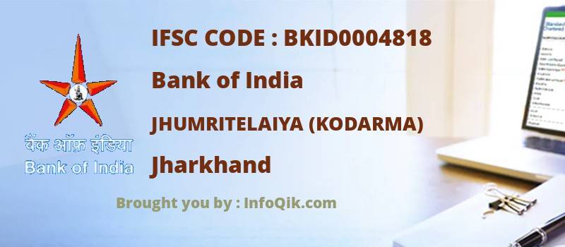 Bank of India Jhumritelaiya (kodarma), Jharkhand - IFSC Code