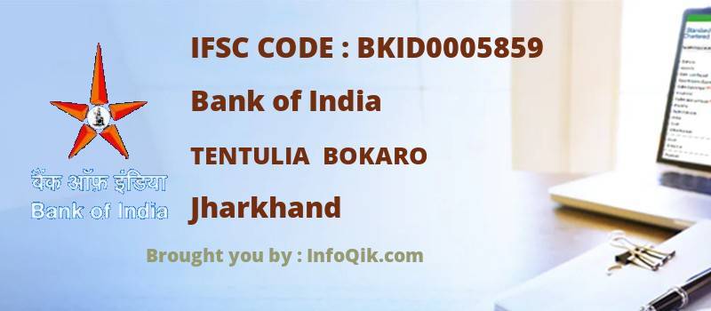 Bank of India Tentulia  Bokaro, Jharkhand - IFSC Code