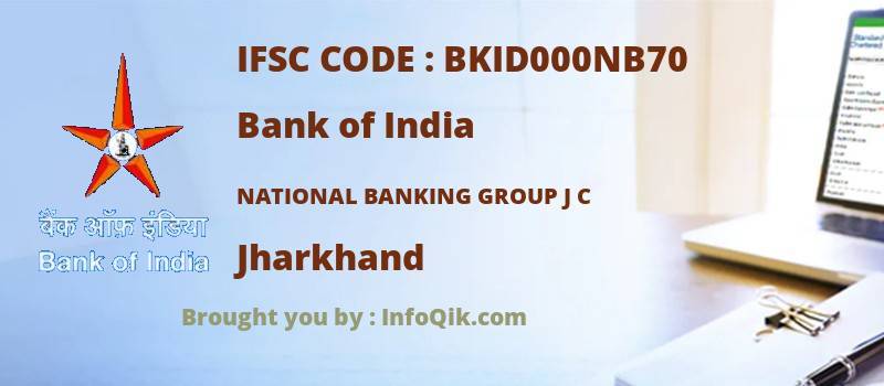 Bank of India National Banking Group J C, Jharkhand - IFSC Code