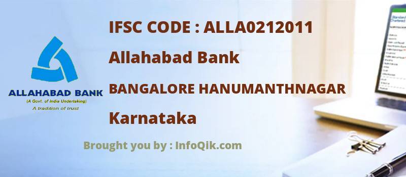 Allahabad Bank Bangalore Hanumanthnagar, Karnataka - IFSC Code