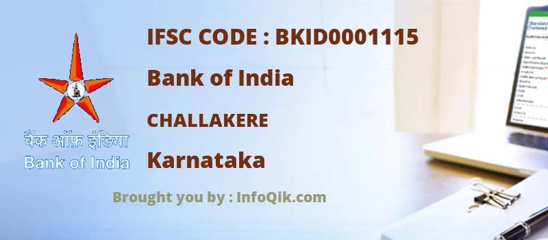 Bank of India Challakere, Karnataka - IFSC Code