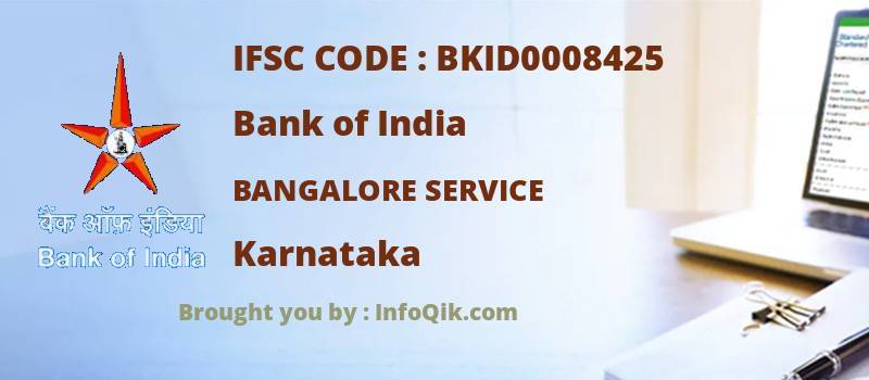 Bank of India Bangalore Service, Karnataka - IFSC Code