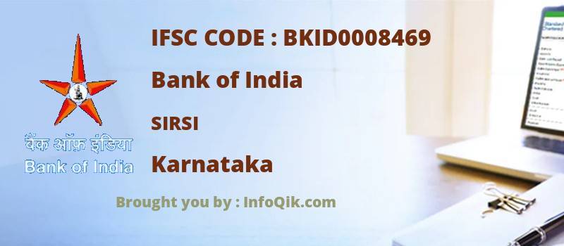 Bank of India Sirsi, Karnataka - IFSC Code