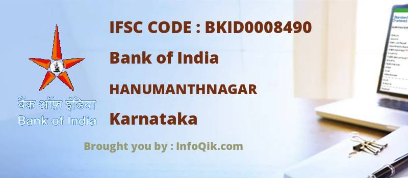 Bank of India Hanumanthnagar, Karnataka - IFSC Code