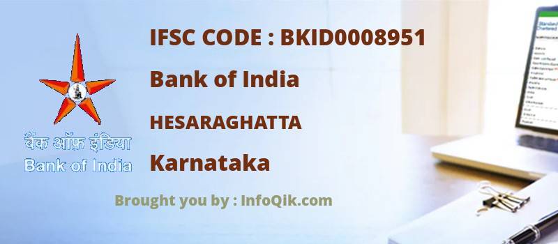 Bank of India Hesaraghatta, Karnataka - IFSC Code