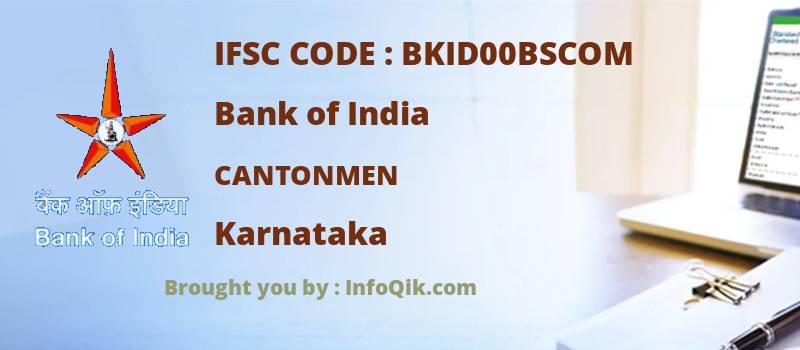 Bank of India Cantonmen, Karnataka - IFSC Code