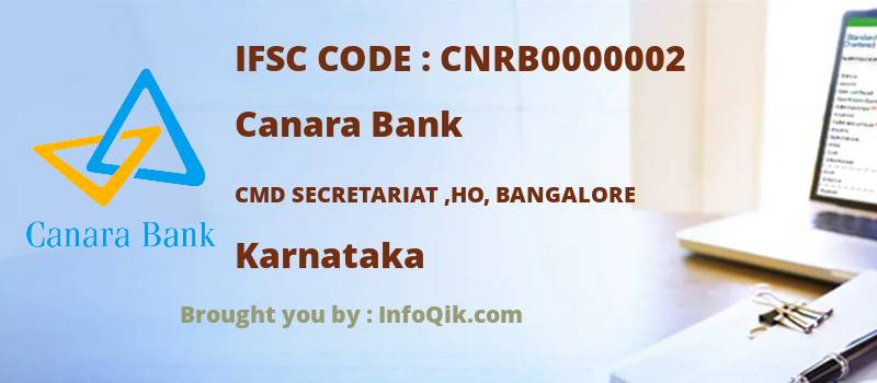 Canara Bank Cmd Secretariat ,ho, Bangalore, Karnataka - IFSC Code