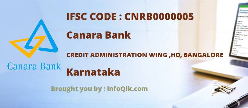 Canara Bank Credit Administration Wing ,ho, Bangalore, Karnataka - IFSC Code