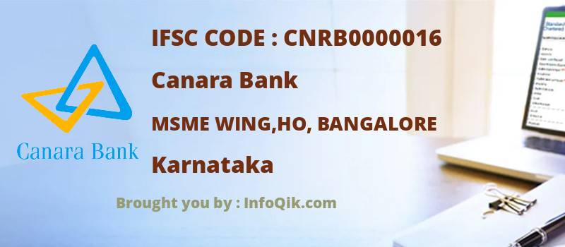 Canara Bank Msme Wing,ho, Bangalore, Karnataka - IFSC Code