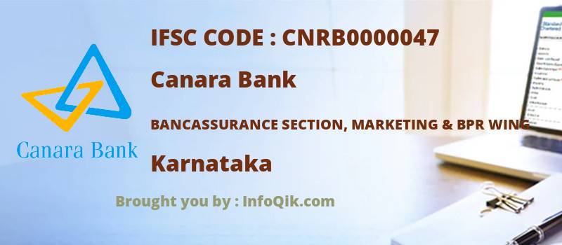 Canara Bank Bancassurance Section, Marketing & Bpr Wing, Karnataka - IFSC Code