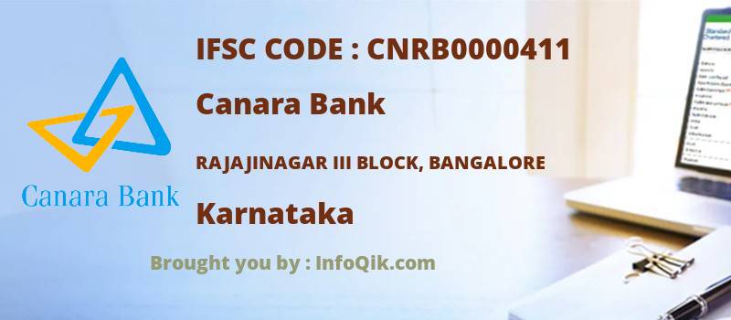 Canara Bank Rajajinagar Iii Block, Bangalore, Karnataka - IFSC Code