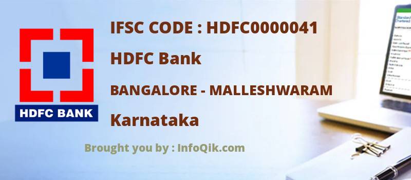 HDFC Bank Bangalore - Malleshwaram, Karnataka - IFSC Code