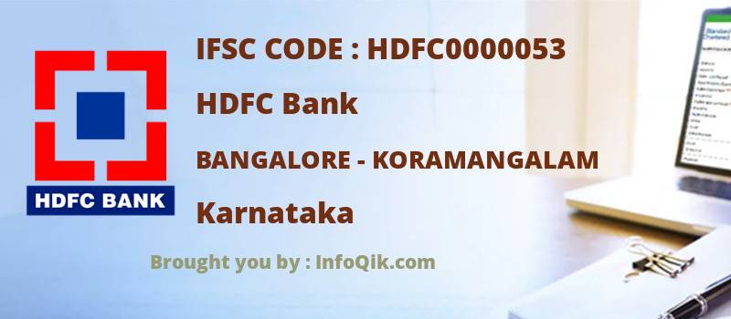 HDFC Bank Bangalore - Koramangalam, Karnataka - IFSC Code