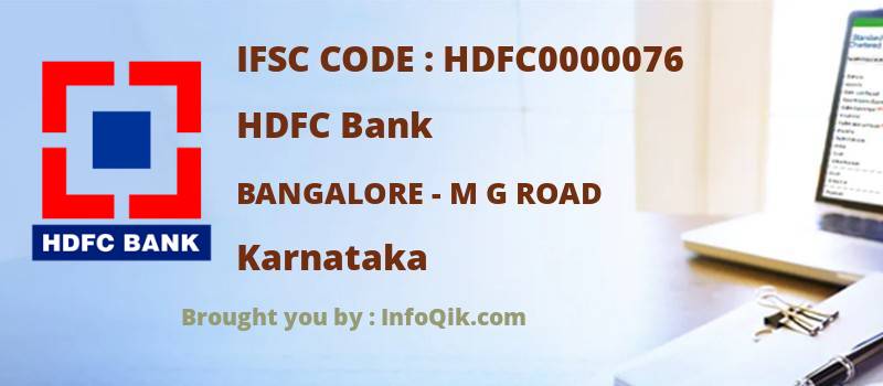 HDFC Bank Bangalore - M G Road, Karnataka - IFSC Code