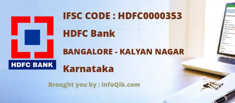 HDFC Bank Bangalore - Kalyan Nagar, Karnataka - IFSC Code