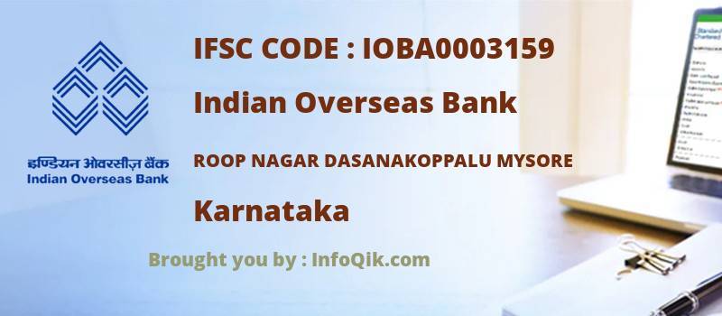 Indian Overseas Bank Roop Nagar Dasanakoppalu Mysore, Karnataka - IFSC Code