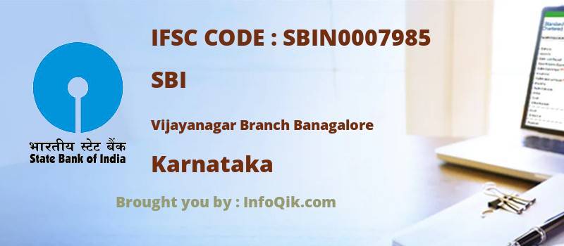 SBI Vijayanagar Branch Banagalore, Karnataka - IFSC Code