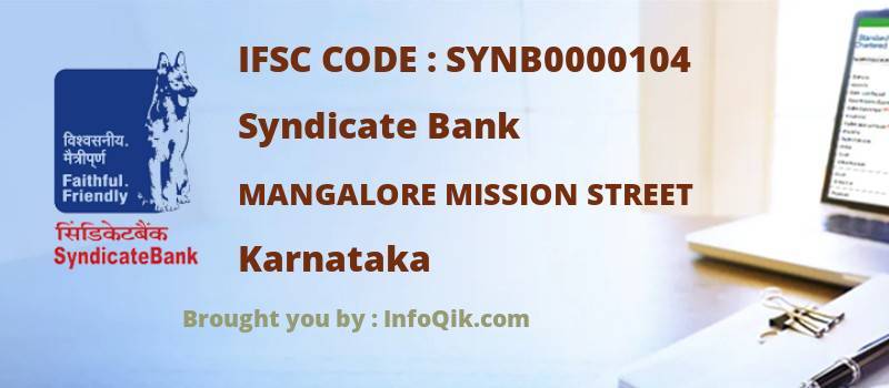 Syndicate Bank Mangalore Mission Street, Karnataka - IFSC Code