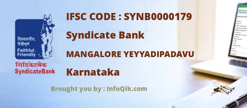 Syndicate Bank Mangalore Yeyyadipadavu, Karnataka - IFSC Code