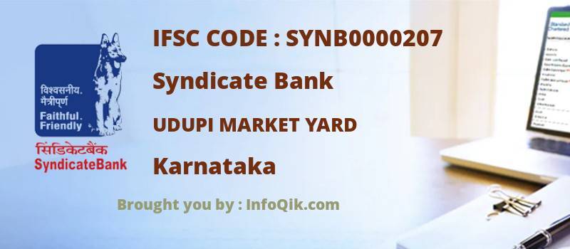 Syndicate Bank Udupi Market Yard, Karnataka - IFSC Code