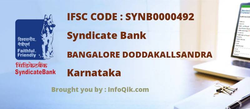 Syndicate Bank Bangalore Doddakallsandra, Karnataka - IFSC Code