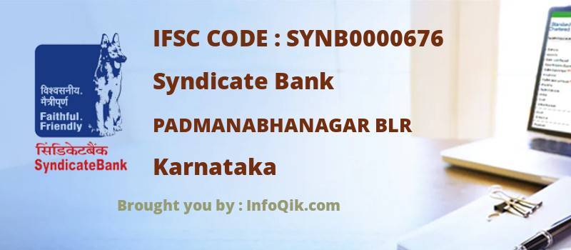 Syndicate Bank Padmanabhanagar Blr, Karnataka - IFSC Code