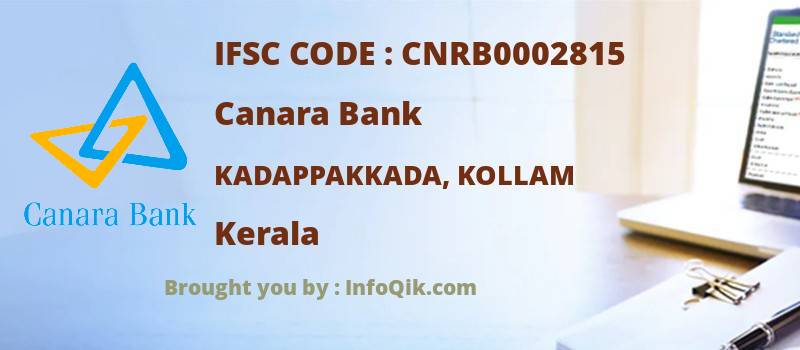 Canara Bank Kadappakkada, Kollam, Kerala - IFSC Code