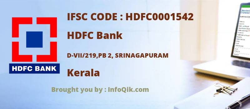HDFC Bank D-vii/219,pb 2, Srinagapuram, Kerala - IFSC Code