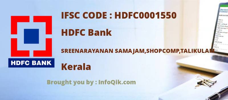 HDFC Bank Sreenarayanan Samajam,shopcomp,talikulam, Kerala - IFSC Code