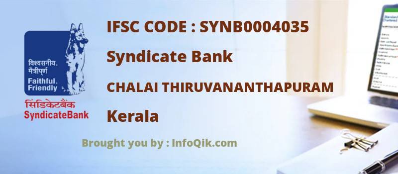 Syndicate Bank Chalai Thiruvananthapuram, Kerala - IFSC Code