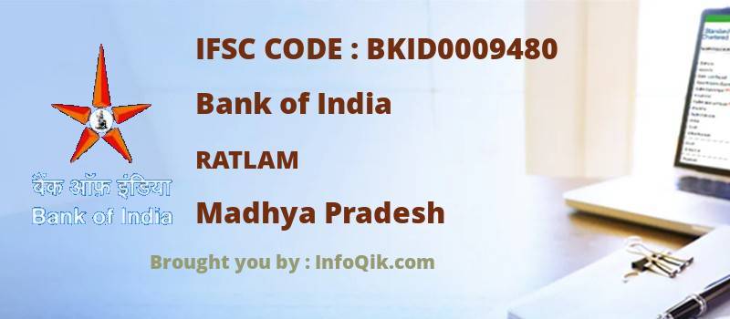 Bank of India Ratlam, Madhya Pradesh - IFSC Code