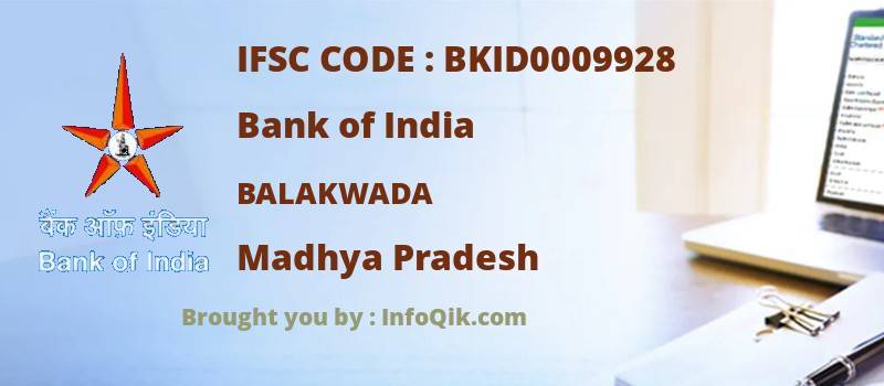 Bank of India Balakwada, Madhya Pradesh - IFSC Code