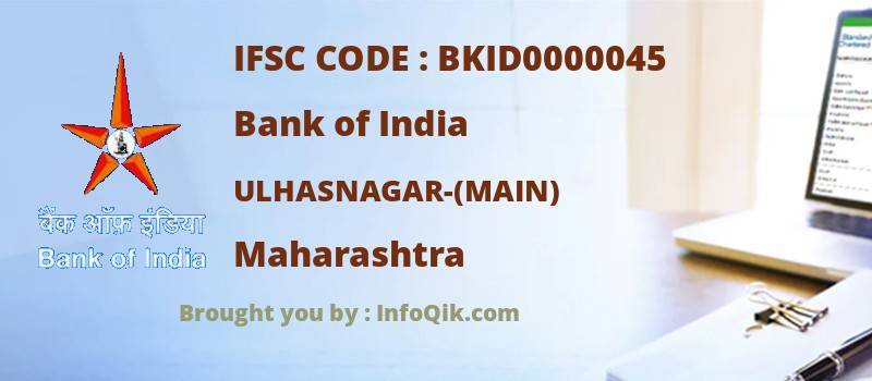 Bank of India Ulhasnagar-(main), Maharashtra - IFSC Code