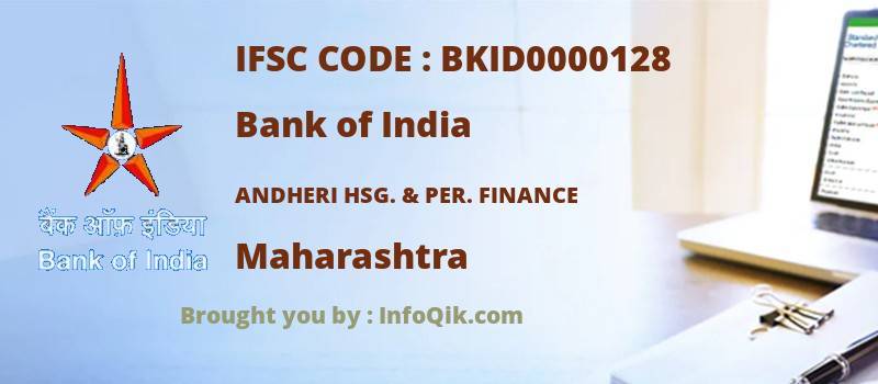 Bank of India Andheri Hsg. & Per. Finance, Maharashtra - IFSC Code