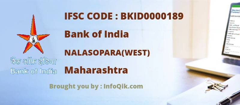 Bank of India Nalasopara(west), Maharashtra - IFSC Code