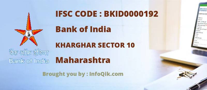 Bank of India Kharghar Sector 10, Maharashtra - IFSC Code