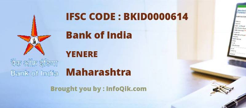 Bank of India Yenere, Maharashtra - IFSC Code