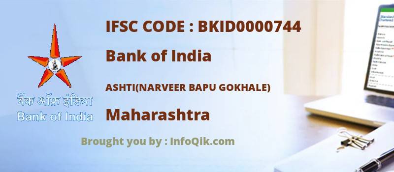 Bank of India Ashti(narveer Bapu Gokhale), Maharashtra - IFSC Code