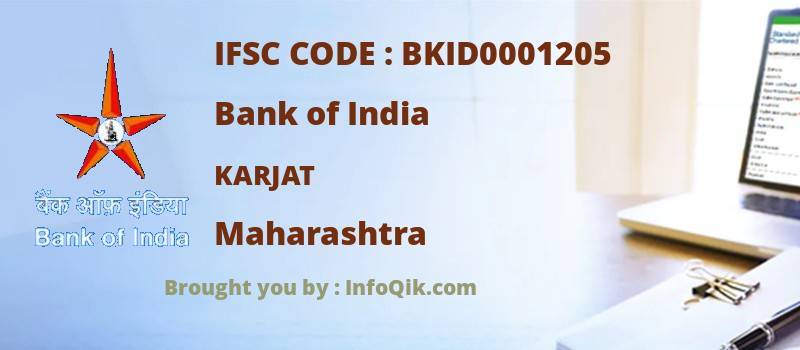 Bank of India Karjat, Maharashtra - IFSC Code