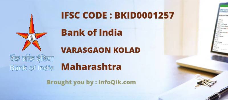 Bank of India Varasgaon Kolad, Maharashtra - IFSC Code