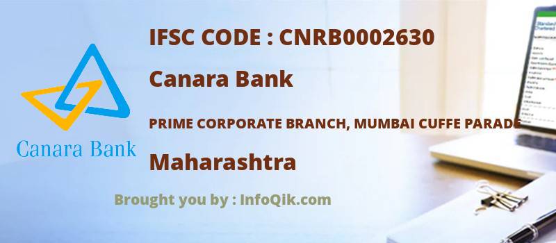 Canara Bank Prime Corporate Branch, Mumbai Cuffe Parade, Maharashtra - IFSC Code