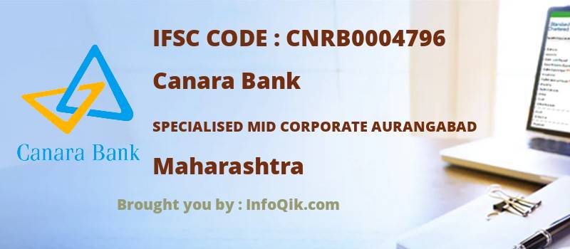 Canara Bank Specialised Mid Corporate Aurangabad, Maharashtra - IFSC Code