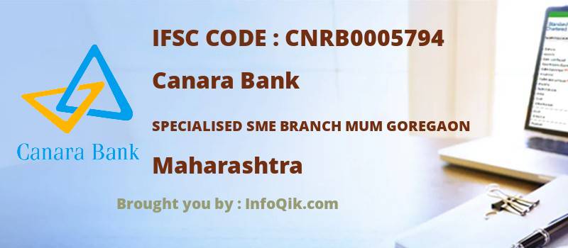 Canara Bank Specialised Sme Branch Mum Goregaon, Maharashtra - IFSC Code