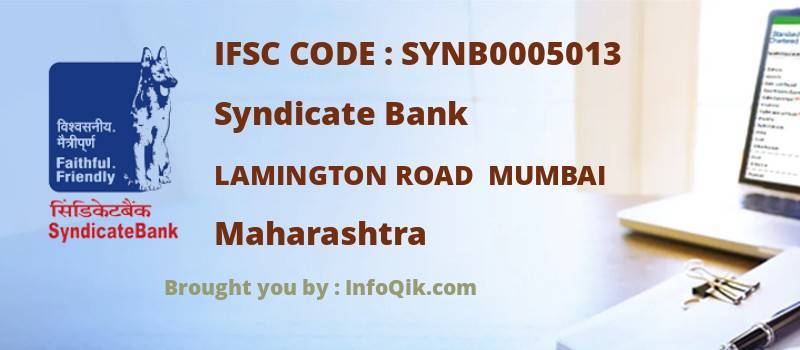 Syndicate Bank Lamington Road  Mumbai, Maharashtra - IFSC Code