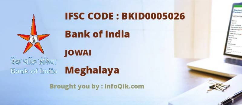 Bank of India Jowai, Meghalaya - IFSC Code