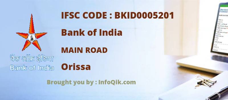 Bank of India Main Road, Orissa - IFSC Code